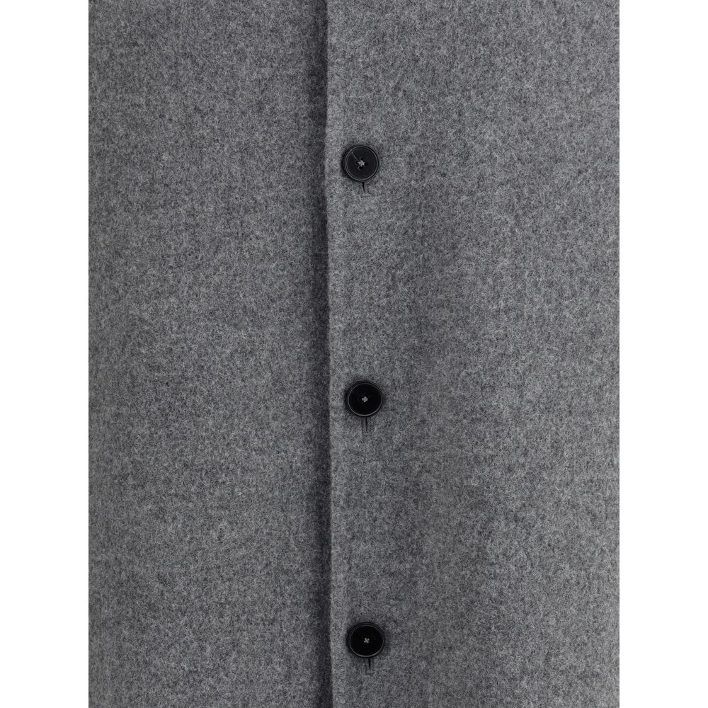 Jil Sander Gray Fleece Wool Coat