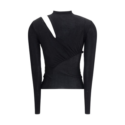 Self-Portrait Black Viscose Top