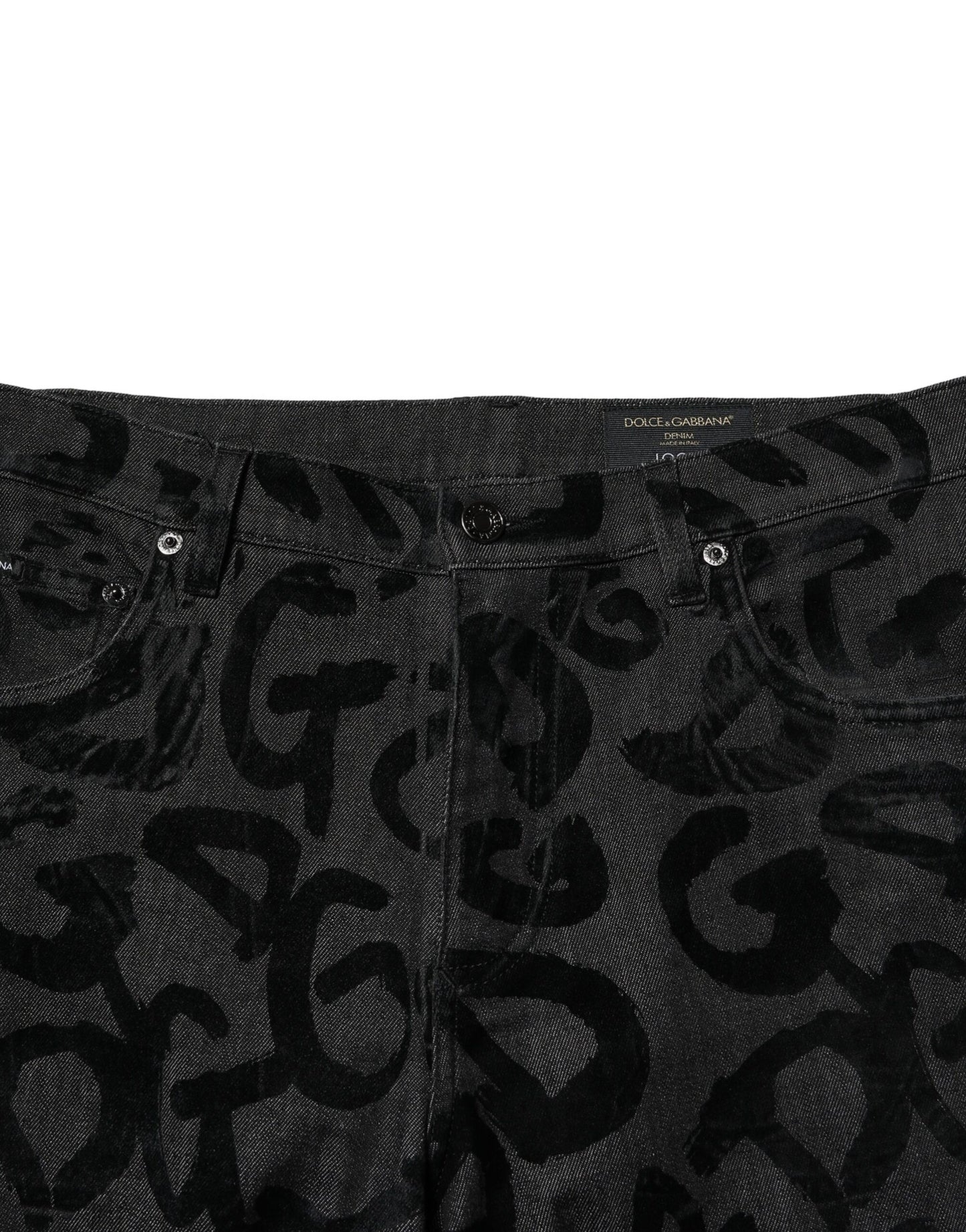 Dolce & Gabbana Gray Cotton DG Logo Straight Men Denim Jeans