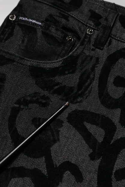 Dolce & Gabbana Gray Cotton DG Logo Straight Men Denim Jeans