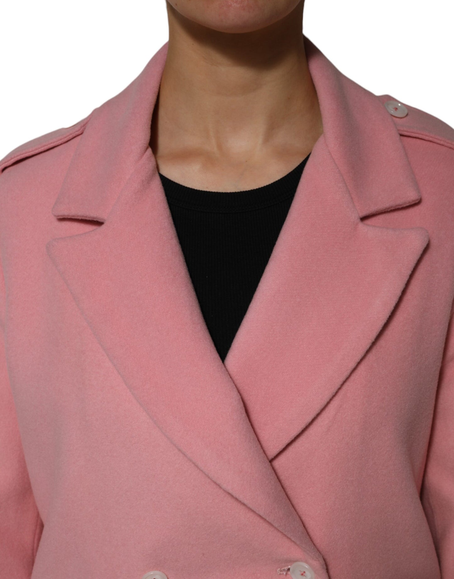 PINK MEMORIES Pink Wool Double Breasted Blazer Coat Jacket