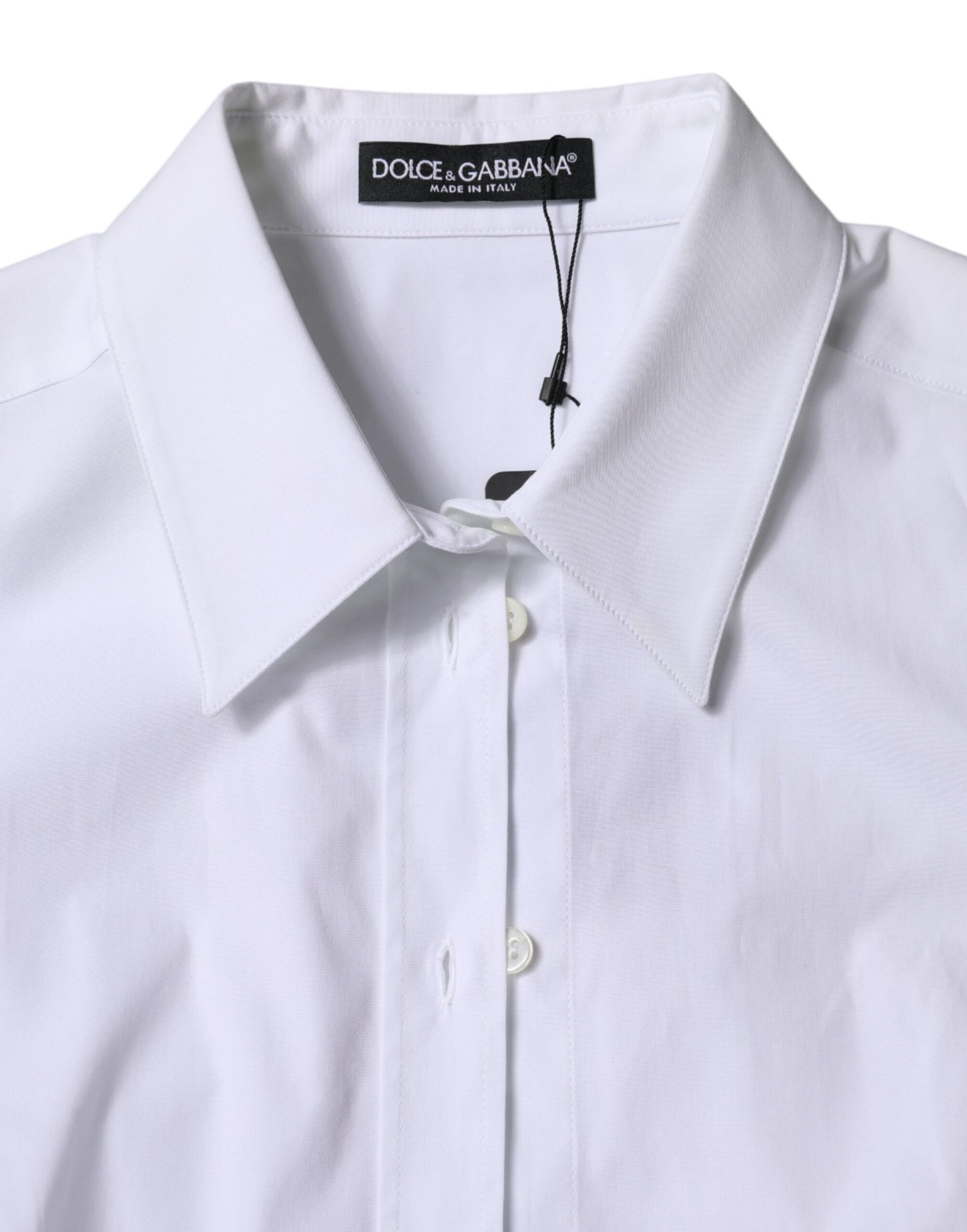 Dolce & Gabbana White Cotton Collared Long Sleeves Shirt Top