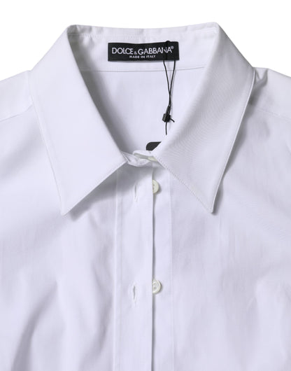 Dolce & Gabbana White Cotton Collared Long Sleeves Shirt Top