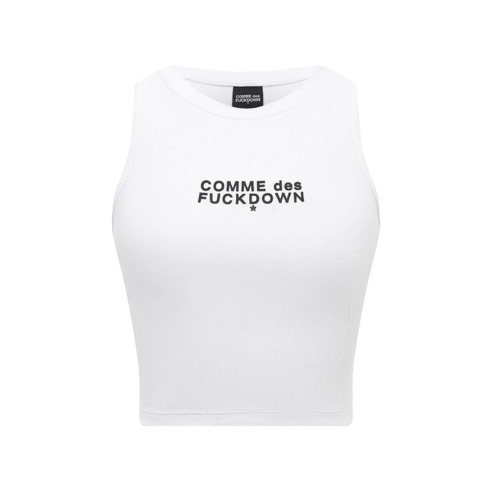 Comme Des Fuckdown White Cotton Women Cropped T-Shirt