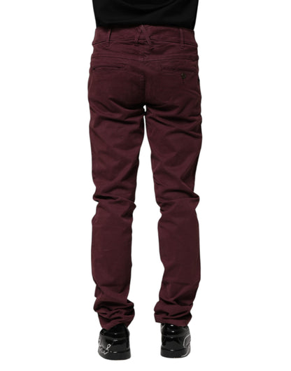 CYCLE Maroon Cotton Stretch Skinny Fit Men Denim Jeans