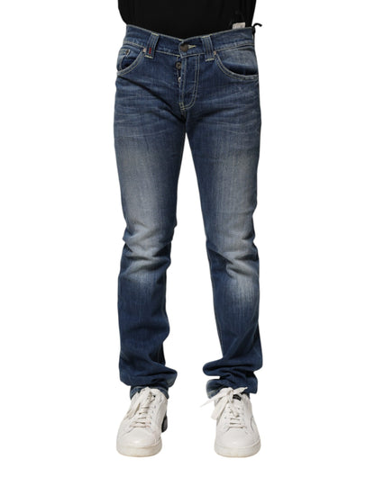 Dondup Blue Washed Skinny Fit Casual Men Denim Jeans