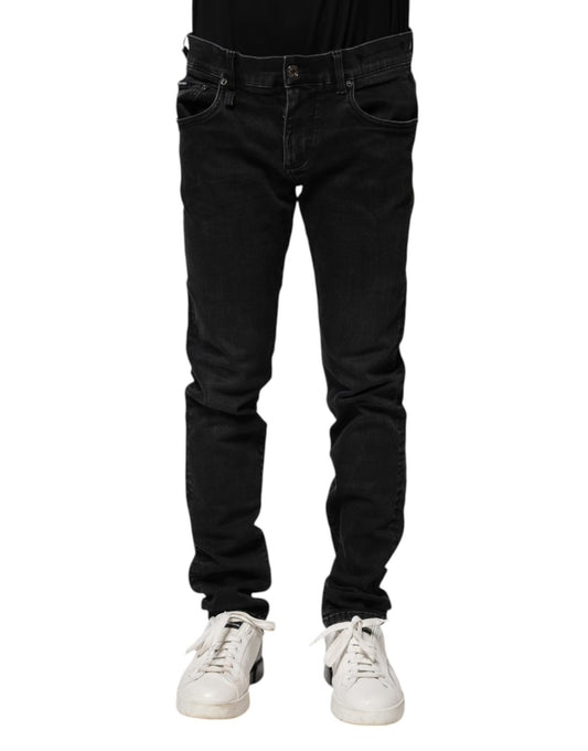 Dolce & Gabbana Black Cotton Skinny Men Denim Jeans