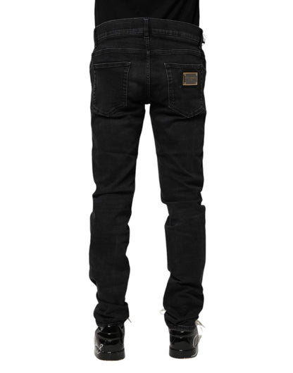 Dolce & Gabbana Black Cotton Skinny Men Denim Jeans