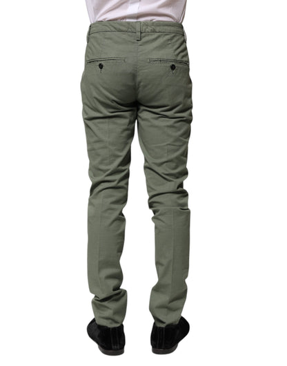 Dondup Green Mid Waist Skinny Fit Casual Pants