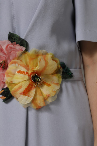 Dolce & Gabbana Gray Viscose ShortSleeve Sheath Midi Dress