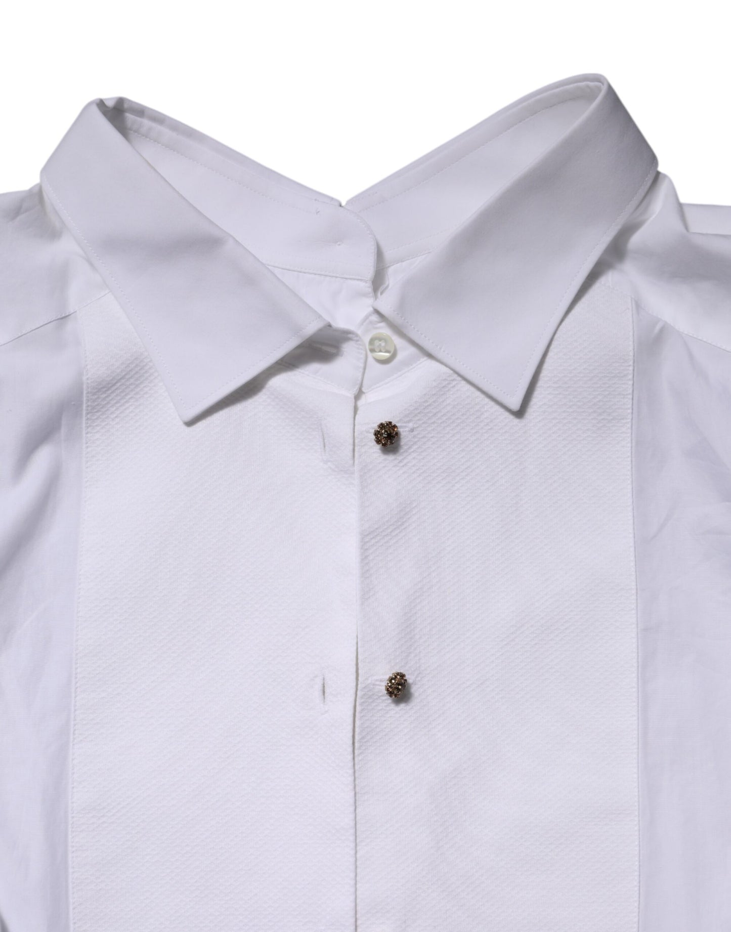 Dolce & Gabbana White Cotton Long Sleeves Formal Top Shirt