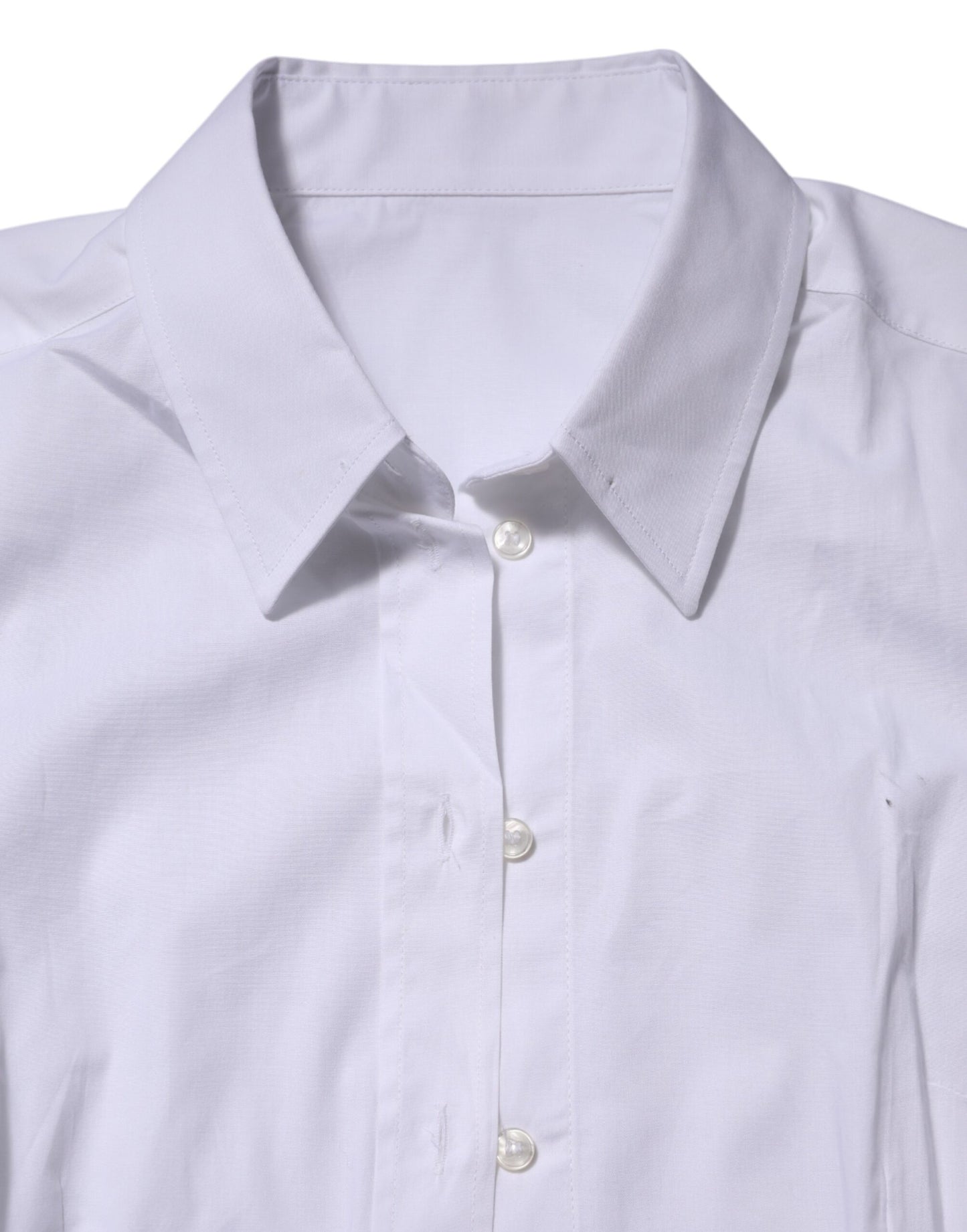 Dolce & Gabbana White Cotton Collared Long Sleeves Top Shirt