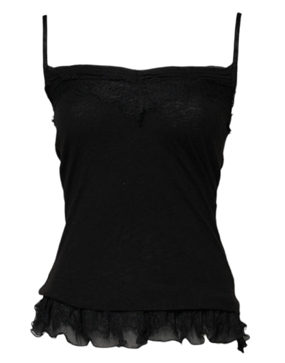 Scervino Street Black Wool Sleeveless Square Neck Tank Top