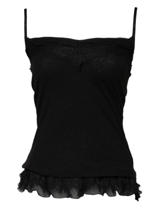 Scervino Street Black Wool Sleeveless Square Neck Tank Top