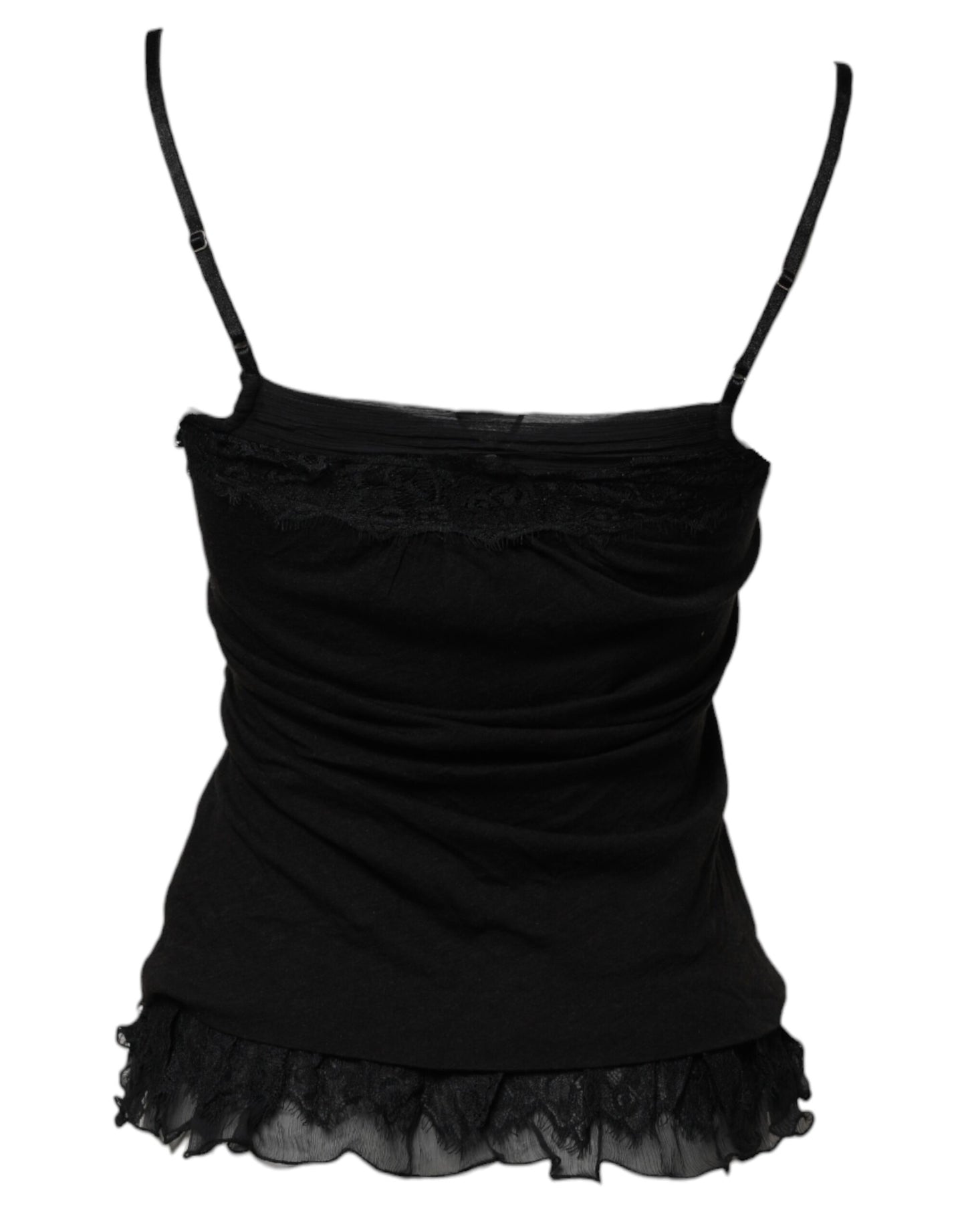 Scervino Street Black Wool Sleeveless Square Neck Tank Top