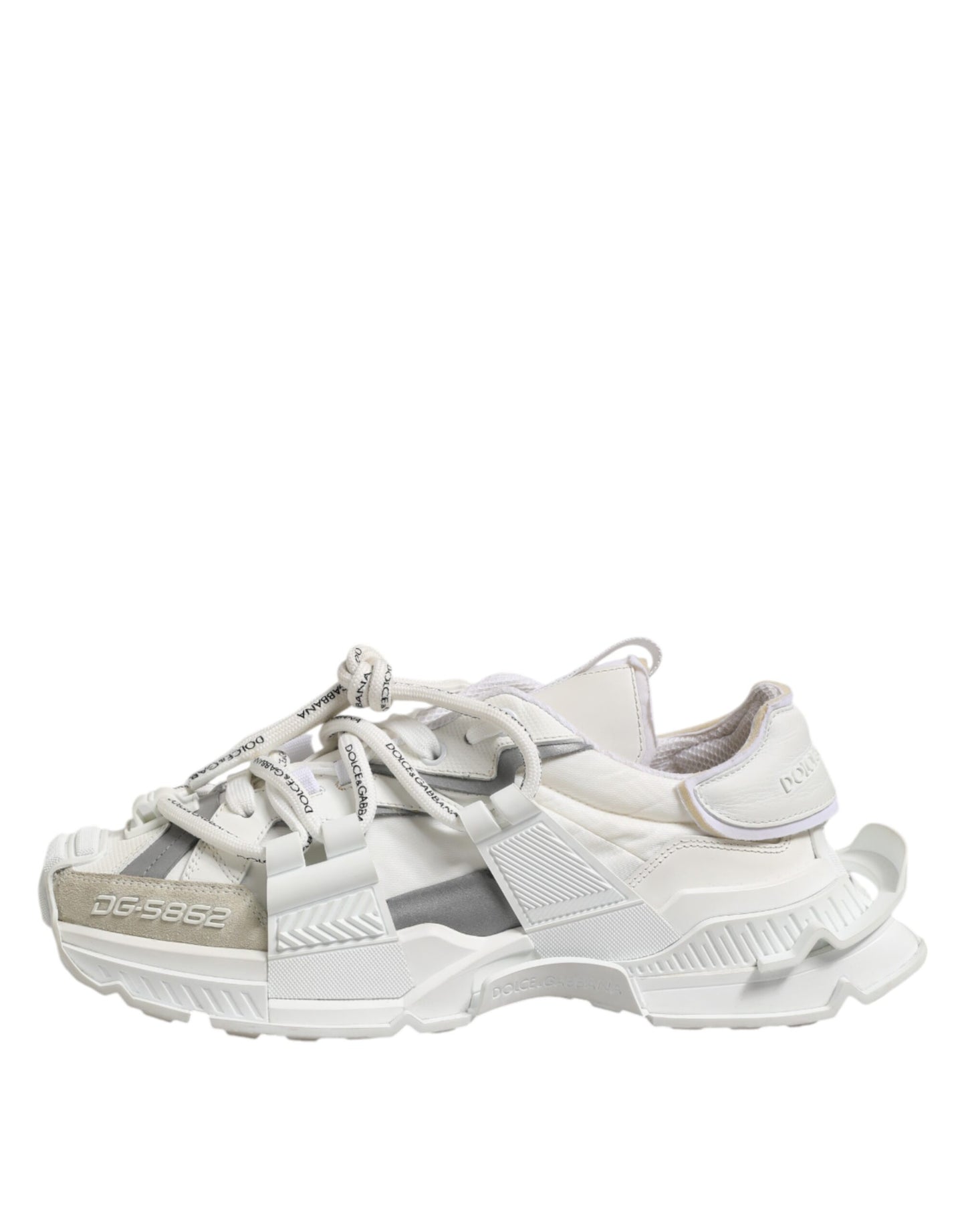 Dolce & Gabbana White Gray Low Top Space Sneakers Shoes
