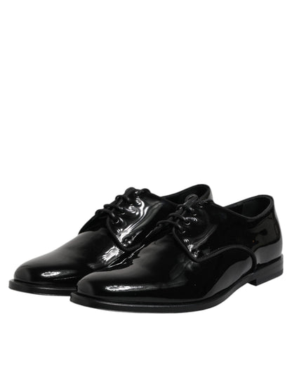 Dolce & Gabbana Black Patent Leather Derby Formal Dress Shoes