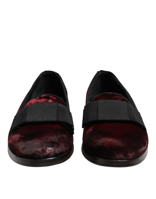 Dolce & Gabbana Red Velvet Men Slip On Loafers Dress Shoes