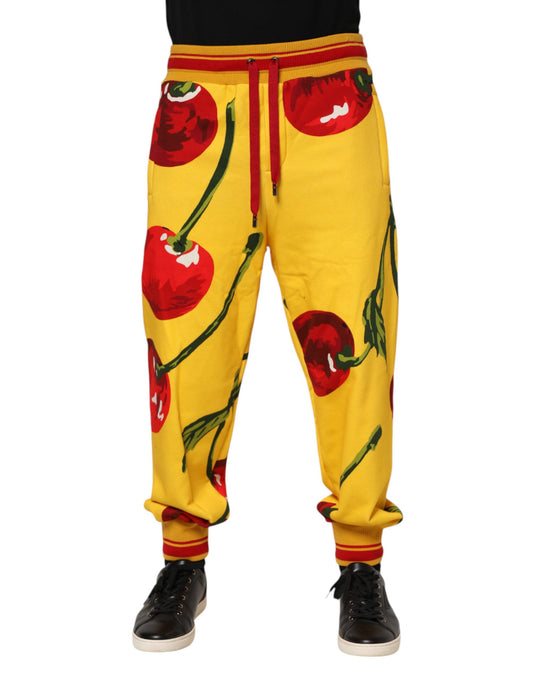 Dolce & Gabbana Yellow Cherry Print Jogger Sweatpants Pants