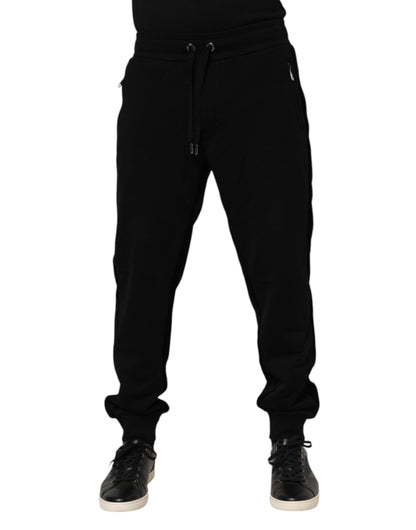 Dolce & Gabbana Black Cotton Men Jogger Sweatpants Pants
