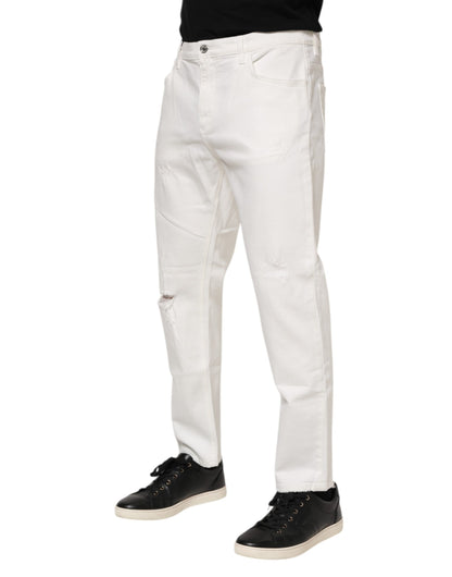 Dolce & Gabbana White Cotton Loose Men Denim Jeans
