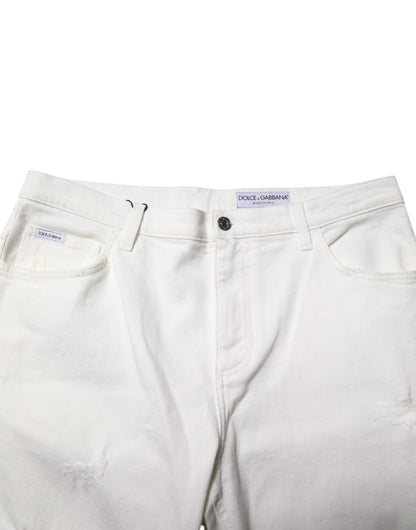 Dolce & Gabbana White Cotton Loose Men Denim Jeans