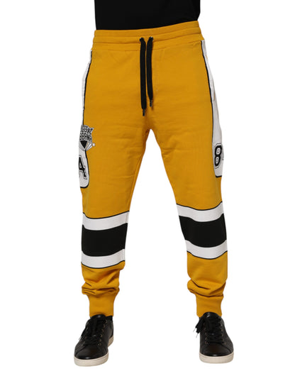 Dolce & Gabbana Yellow Cotton Logo Jogger Sweatpants Pants