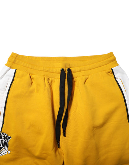 Dolce & Gabbana Yellow Cotton Logo Drawstring Jogger Sweatpants Pants