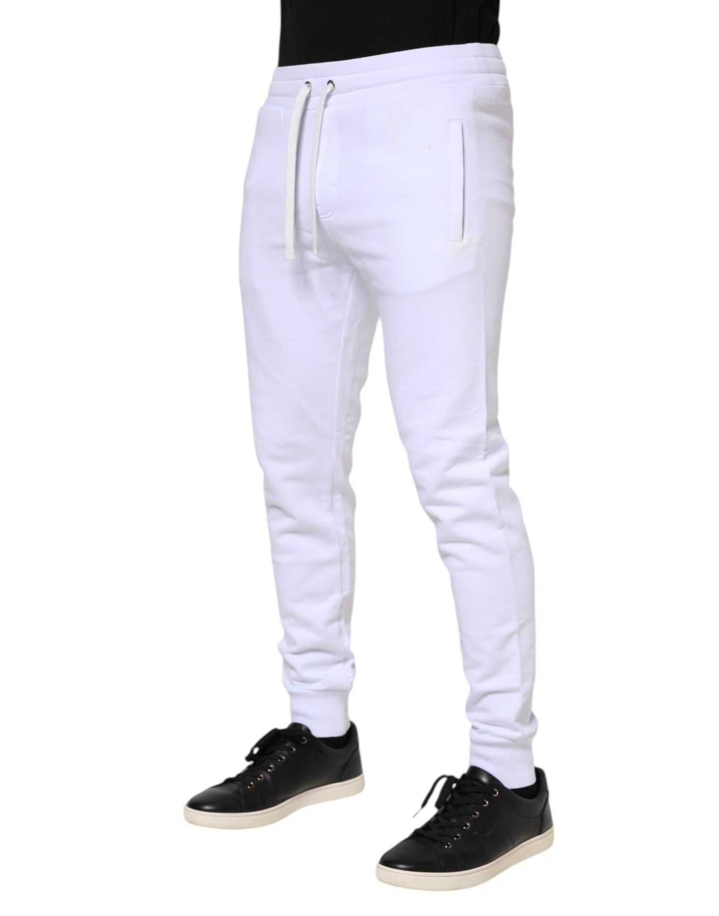 Dolce & Gabbana White Cotton Drawstring Jogger Pants