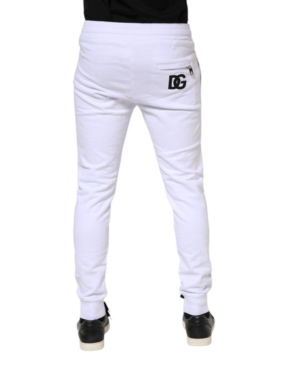 Dolce & Gabbana White Cotton Drawstring Jogger Pants