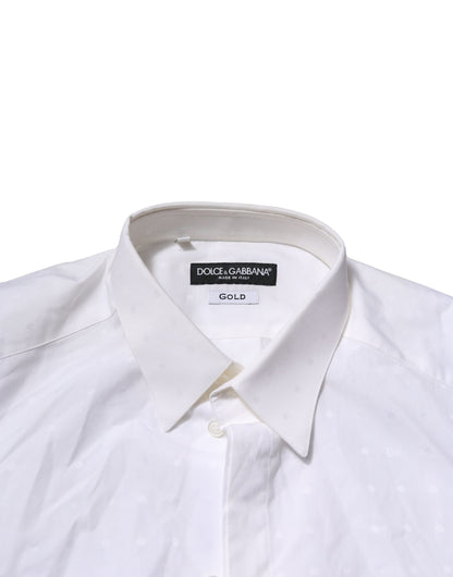 Dolce & Gabbana White Cotton GOLD Dress Formal Shirt