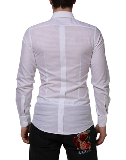 Dolce & Gabbana White Cotton GOLD Long Sleeves Formal Shirt