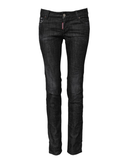 Dsquared² Black Cotton Low Waist Skinny Denim Jeans