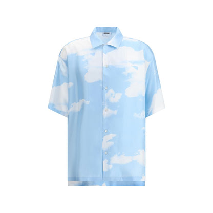 Moschino Light Blue Silk Pattern Shirt
