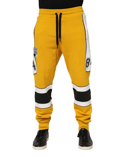 Dolce & Gabbana Yellow Cotton Logo Sweatpants Jogger Pants