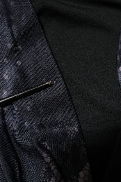 Roberto Cavalli Black Floral Viscose Sheath Midi Dress