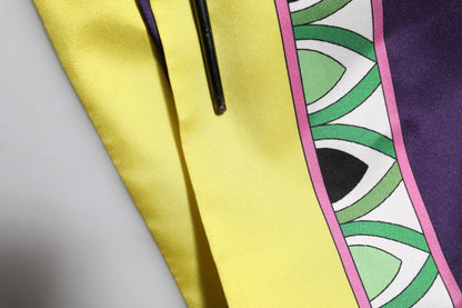 Dolce & Gabbana Blue Floral Print Silk Long Sleeves Wrap Robe