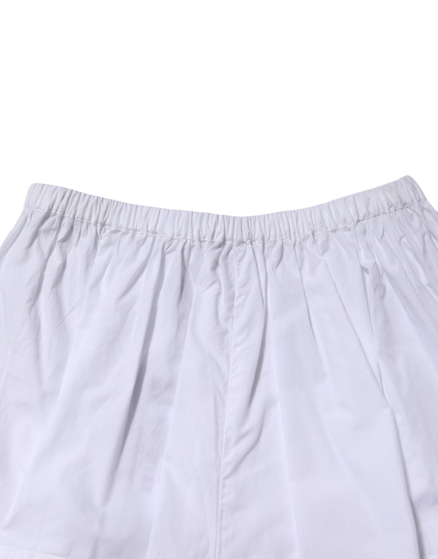 Dolce & Gabbana White Lace Paneled Cotton High Waisted Shorts