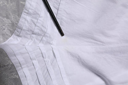 Dolce & Gabbana White Lace Paneled Cotton High Waisted Shorts