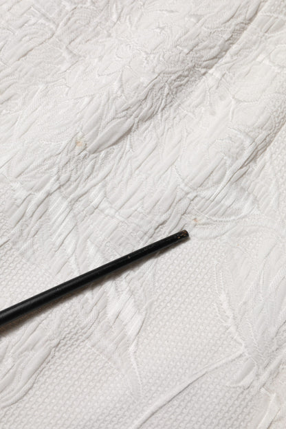 Dolce & Gabbana White Floral Brocade A-line High Waist Skirt