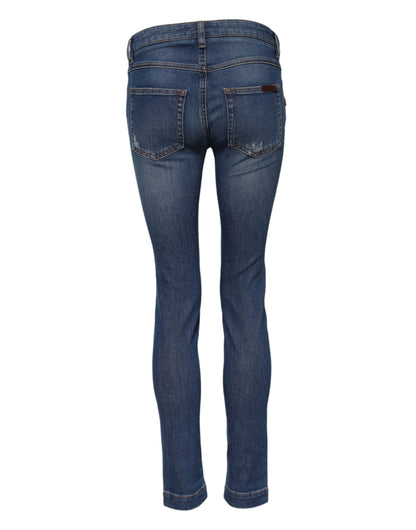 Dolce & Gabbana Blue Cotton Low Waist Skinny Denim Jeans