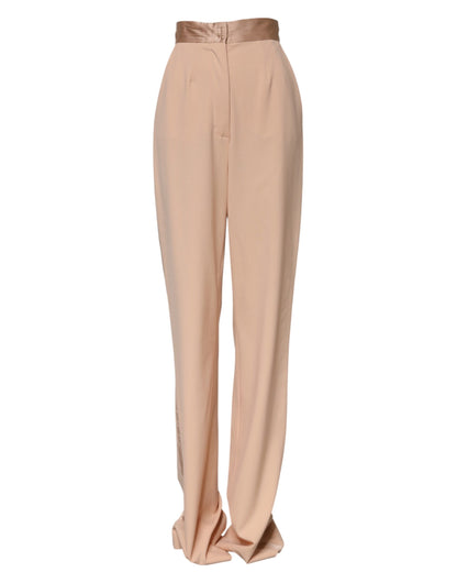 Dolce & Gabbana Beige Polyester Mid Waist Tapered Pants