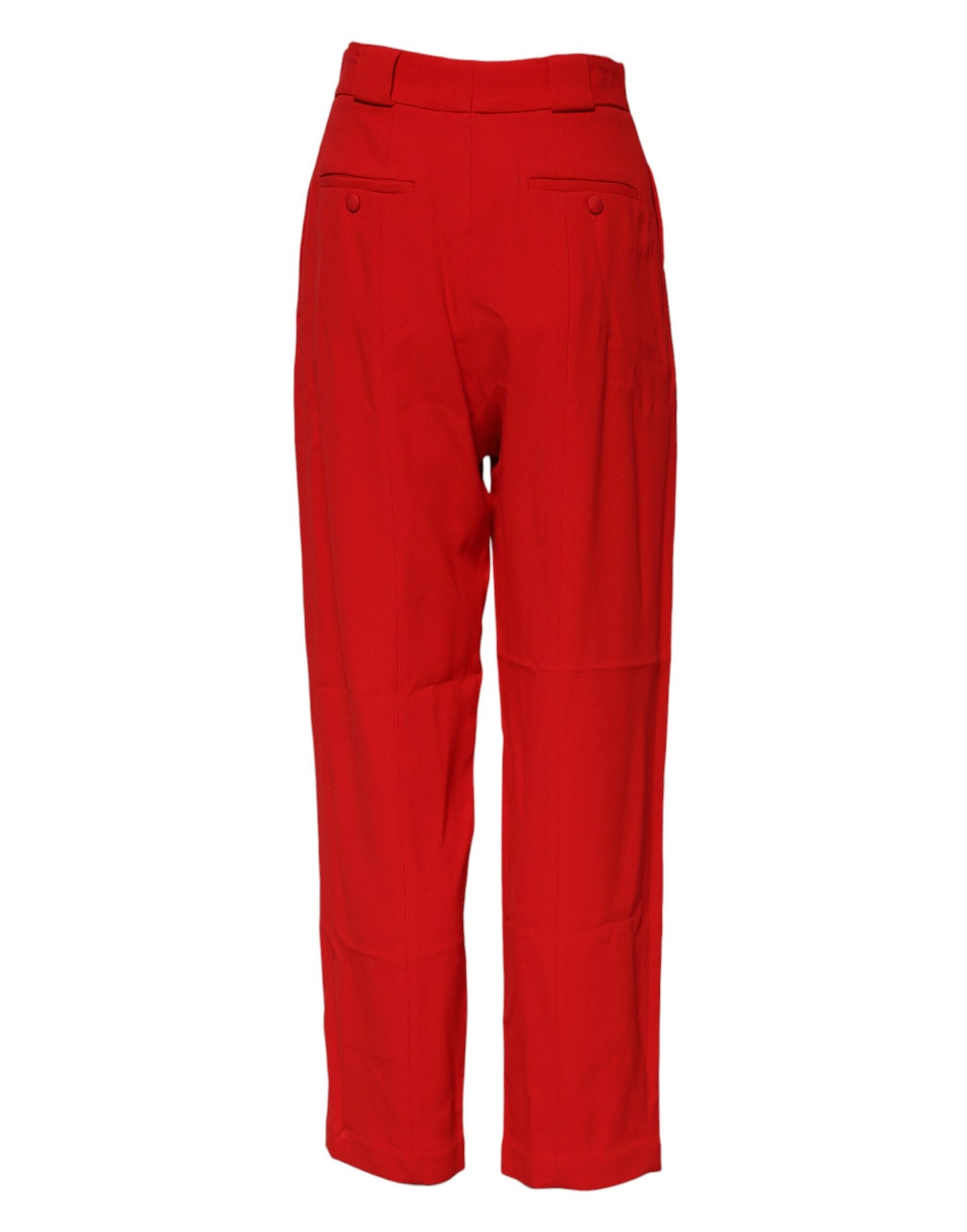 Dolce & Gabbana Red Viscose High Waist Tapered Pants