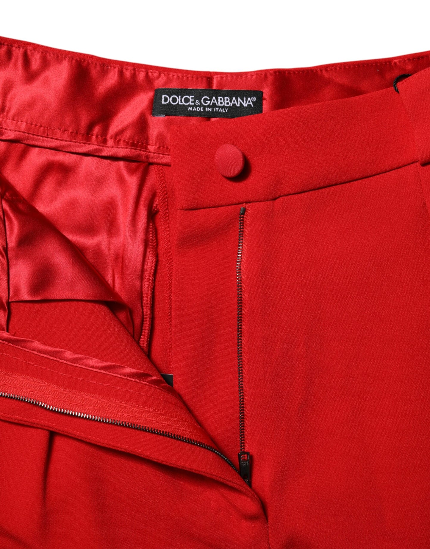 Dolce & Gabbana Red Viscose High Waist Tapered Pants