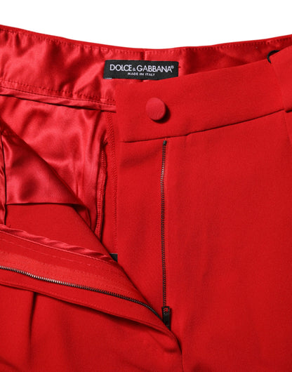 Dolce & Gabbana Red Viscose High Waist Tapered Pants