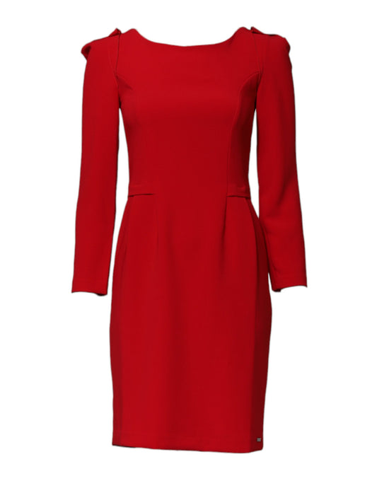 Armani Exchange Red Above Knee Long Sleeves Sheath Dress