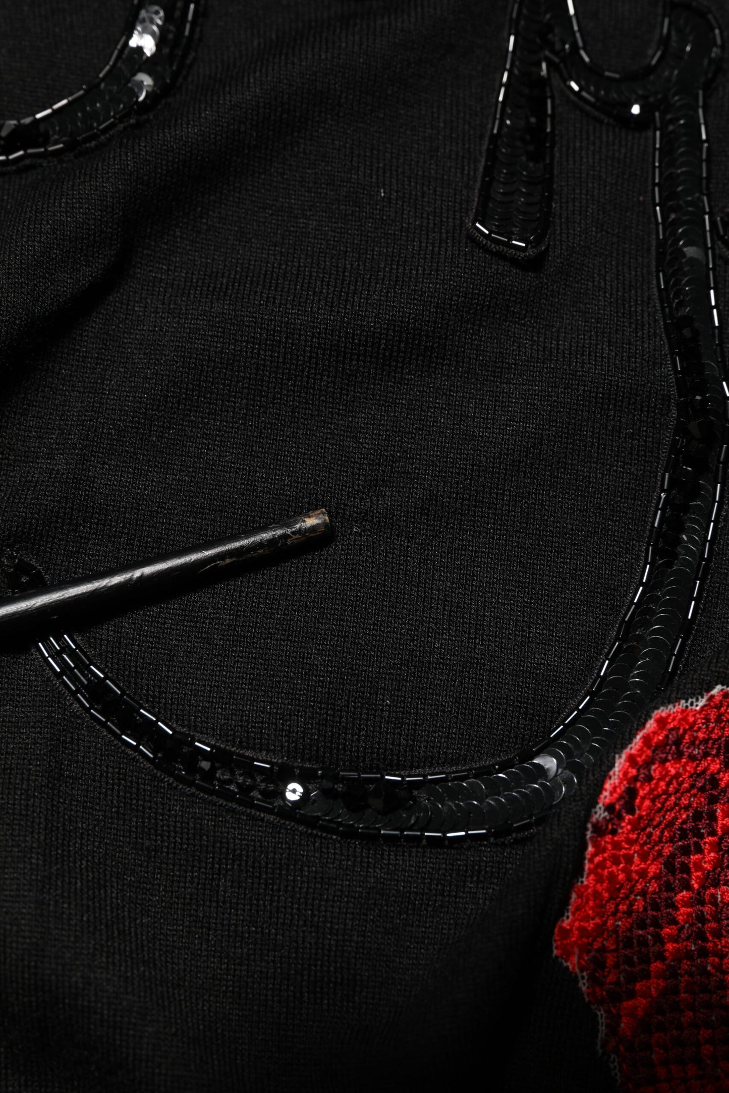 Dolce & Gabbana Black Rose Sequin Embellishments Blouse Top