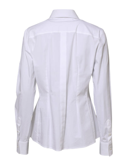 Dolce & Gabbana White Cotton Long Sleeves Collared Shirt Top