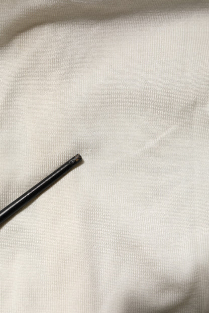 Dolce & Gabbana White Silk Lily Embellished Cardigan Sweater