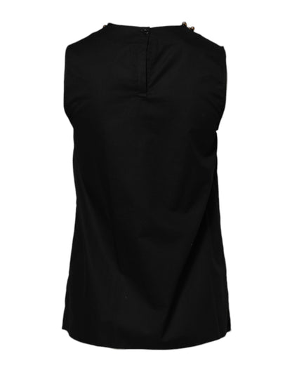 Boutique Moschino Black Cotton Sleeveless Women Tank T-shirt